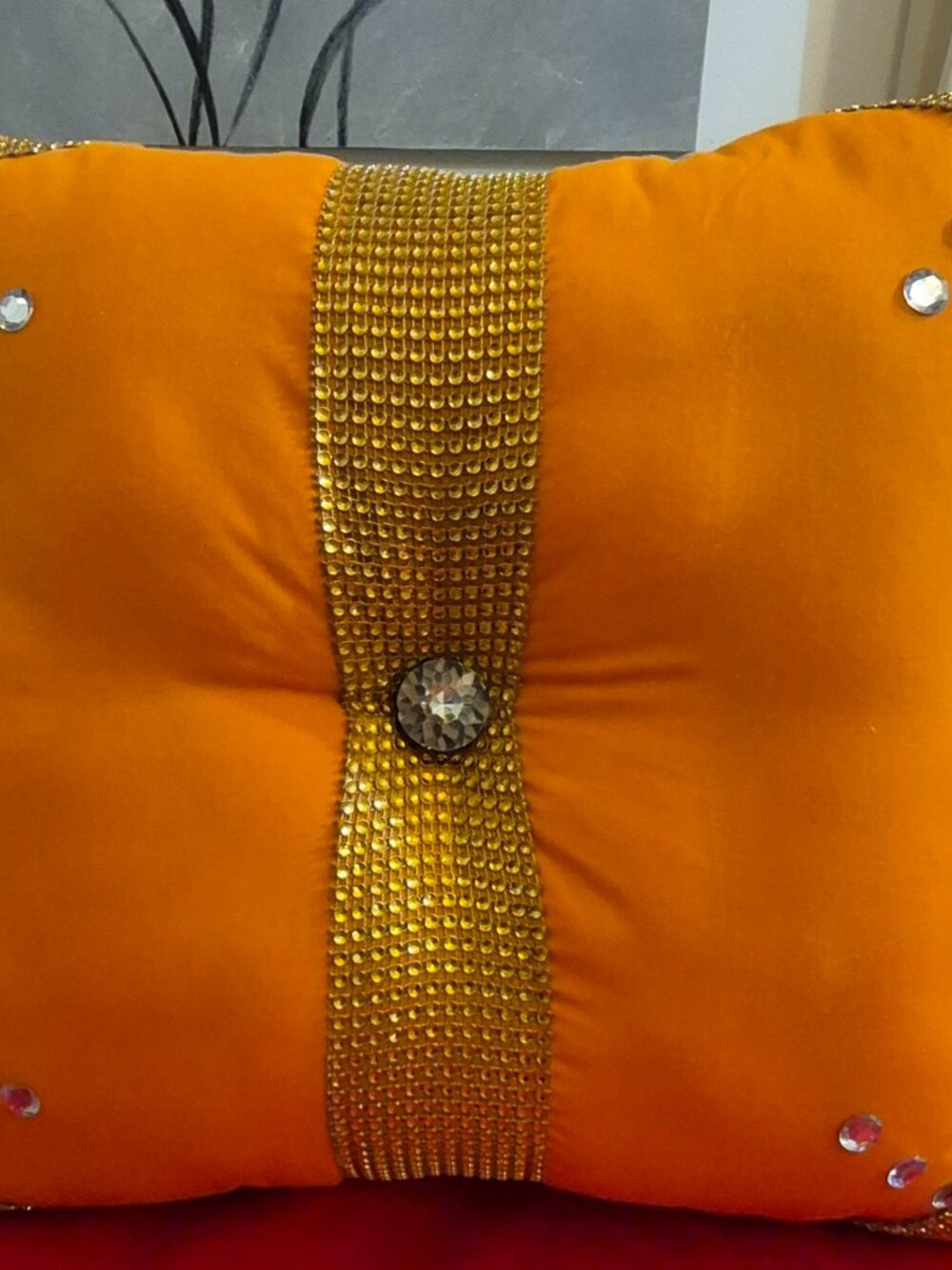 Handmade 16X16 Decorative Throw Pillow Orange.